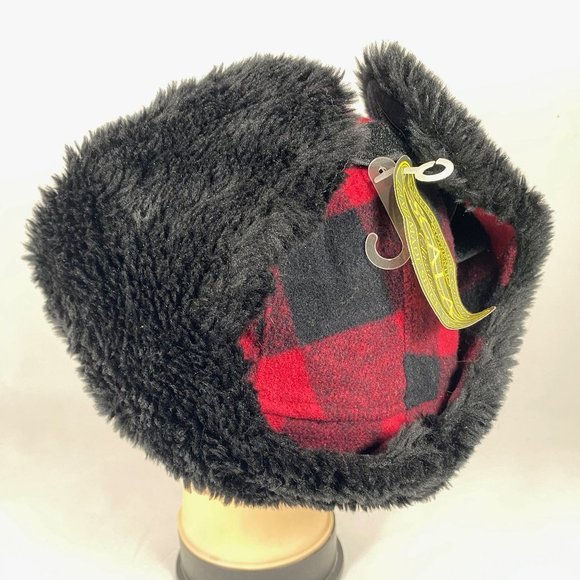 Scala Trapper Aviator Plaid Red & Black Hat NWT - Picture 6 of 8